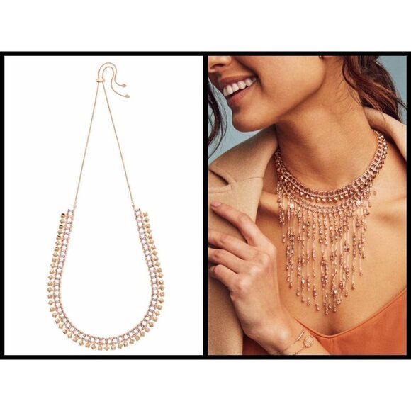 💕KENDRA SCOTT💕 Oscar Rose Gold Choker Necklace Blush Crystal NWT - Picture 7 of 14